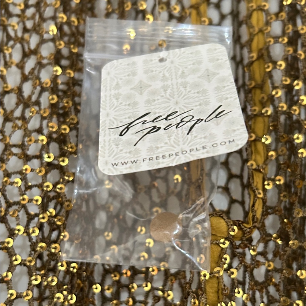 Free People Metallic Gold Sheer Blouse - Picture 7 of 7